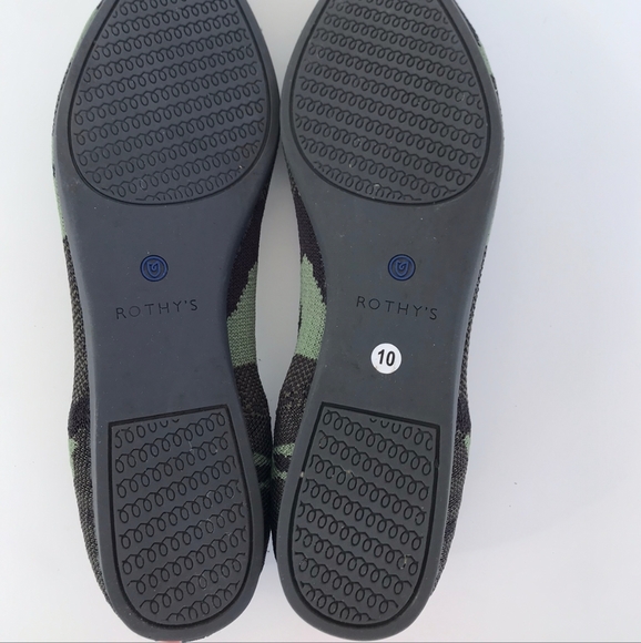 🧡 Rothy's The Point Olive Camo Flat Woman's Shoes - Picture 11 of 12